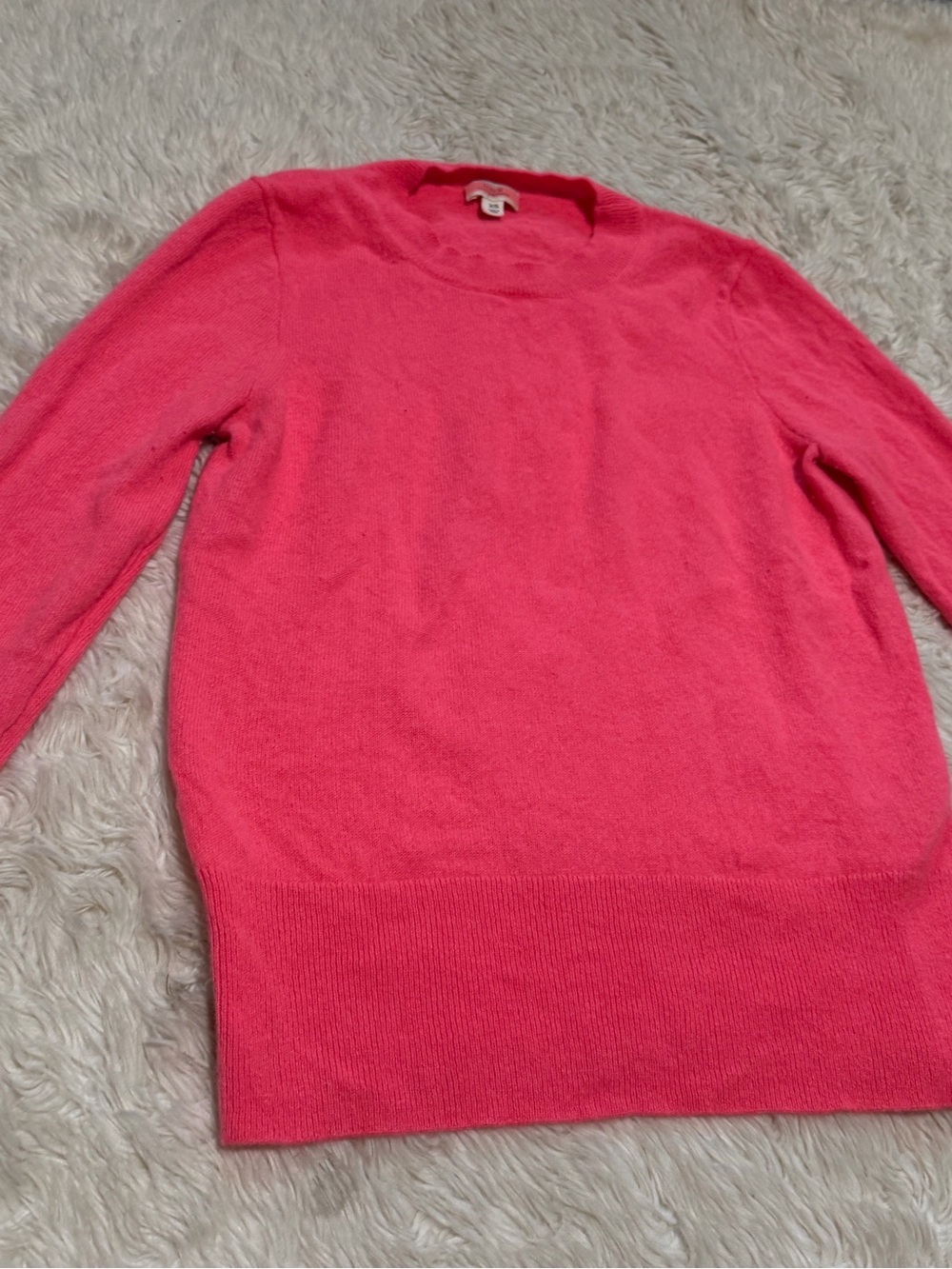 J.Crew Cashmere Classic-Fit Crewneck Sweater in Bright Strawberry - Size XS - Picture 3 of 7
